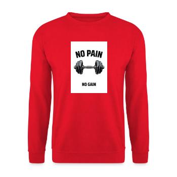 No Pain No Gain Fitness Design - Unisex Pullover - Rot - Vorne - Alina (178cm) & Michal (187cm)