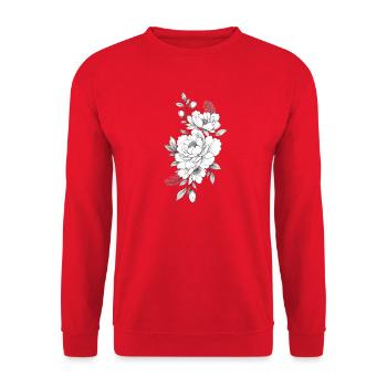 Pfingstige Schwarze Blumentinte - Unisex Pullover - Rot - Vorne - Alina (178cm) & Michal (187cm)