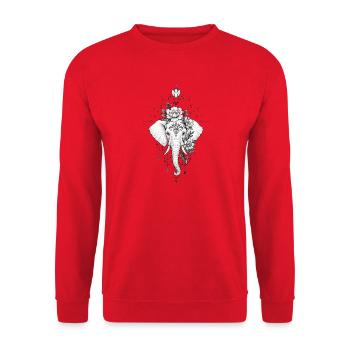 Blumen-Elefantenmandala-Schmuck - Unisex Pullover - Rot - Vorne - Alina (178cm) & Michal (187cm)