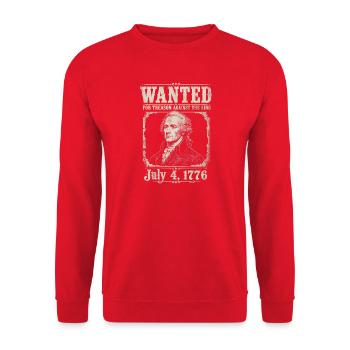 Wanted for Treason – Funny 4th of July Momen - Unisex Sweatshirt - red - Front - Alina (178cm) & Michal (187cm)