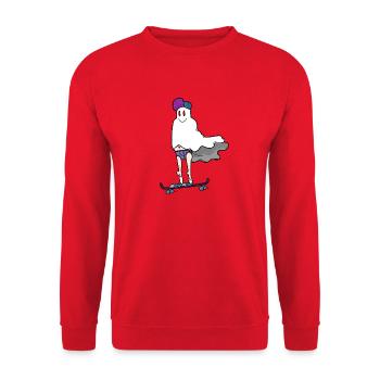Ghost on the skateboard - Unisex Sweatshirt - red - Front - Alina (178cm) & Michal (187cm)