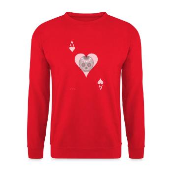 Ace of hearts -gray version- The Skulls Players - Sweat-shirt Unisexe - rouge - Devant - Alina (178cm) & Michal (187cm)