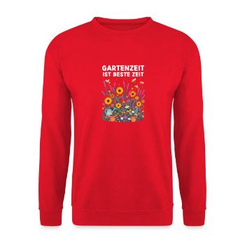Gartenzeit ist beste Zeit – Gärtnerei - Unisex Pullover - Rot - Vorne - Alina (178cm) & Michal (187cm)