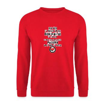 SHK Antifa – No Cops! No Nazis! - Unisex Pullover - Rot - Vorne - Alina (178cm) & Michal (187cm)