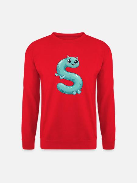 Niedlicher Buchstaben S Monster Alphabet Charakter Teal Kids - Unisex Pullover - Rot
