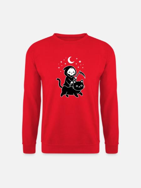 Sensenreiter Katze im Mondschein - Unisex Pullover - Rot