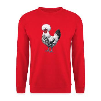 Holländer Haubenhuhn - Unisex Pullover - Rot - Vorne - Alina (178cm) & Michal (187cm)