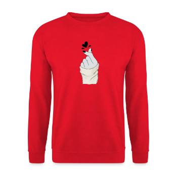 Herzhand Geste Liebe im Strick - Unisex Pullover - Rot - Vorne - Alina (178cm) & Michal (187cm)