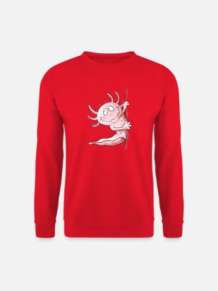 Lustiger Axolotl um die Ecke | Amphibie Geschenk - Unisex Pullover - Rot