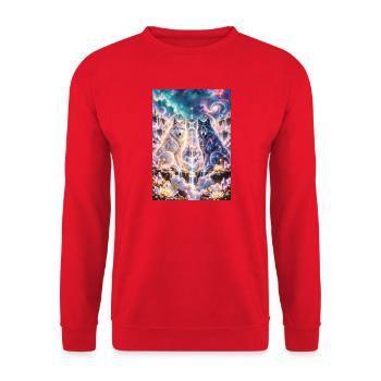 Kosmische Zwillingswölfe - Unisex Pullover - Rot - Vorne - Alina (178cm) & Michal (187cm)