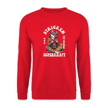 Stricken Strickerin Stricker - Unisex Pullover - Rot - Vorne - Alina (178cm) & Michal (187cm)