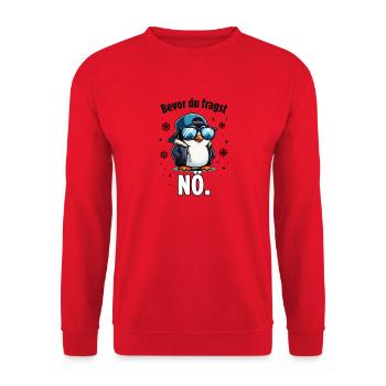 Pingu mit Hoodie und NÖ - Unisex Pullover - Rot - Vorne - Alina (178cm) & Michal (187cm)