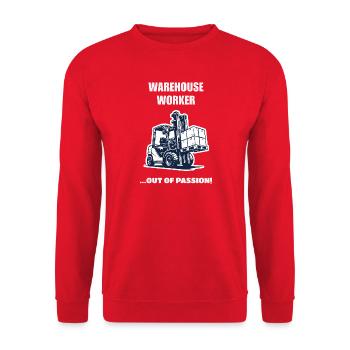 Warehouse Worker Out Of Passion Stapler Geschenk - Unisex Pullover - Rot - Vorne - Alina (178cm) & Michal (187cm)
