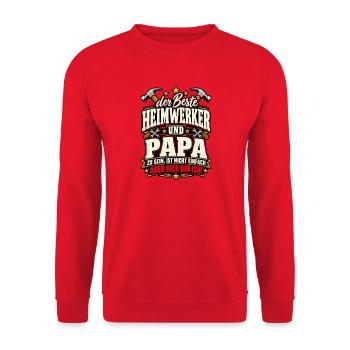 Der beste Heimwerker und Papa – Lustiger Spruch - Unisex Pullover - Rot - Vorne - Alina (178cm) & Michal (187cm)