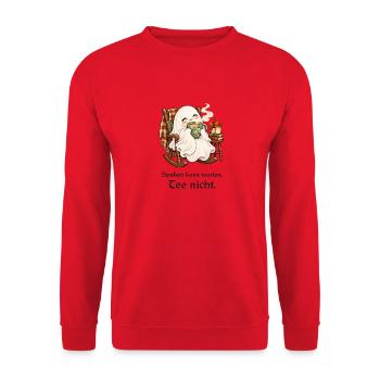 Kleine Teepause für große Geiste - Unisex Pullover - Rot - Vorne - Alina (178cm) & Michal (187cm)