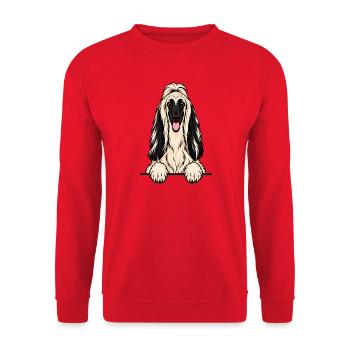 Afghanischer Windhund - Unisex Pullover - Rot - Vorne - Alina (178cm) & Michal (187cm)