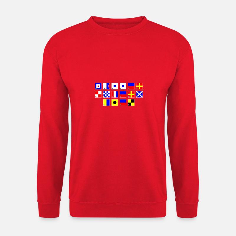 Wasser unterm Kiel im Flaggenalphabet - Unisex Pullover - Rot