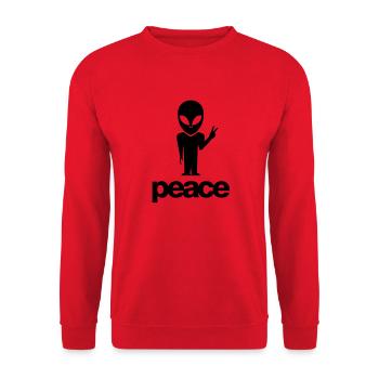 alien_peace_symbol_f1 - Sweat-shirt Unisexe - rouge - Devant - Alina (178cm) & Michal (187cm)