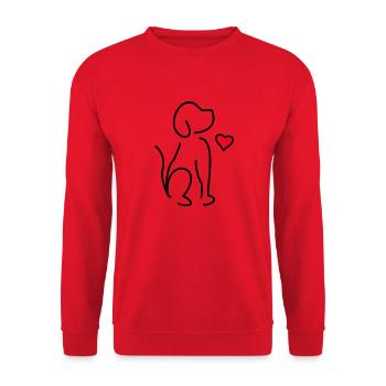 Hund Herz - Unisex Pullover - Rot - Vorne - Alina (178cm) & Michal (187cm)