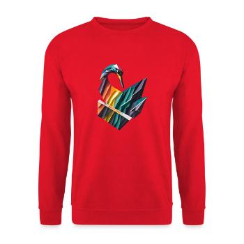 Geometrischer Schwan - Unisex Pullover - Rot - Vorne - Alina (178cm) & Michal (187cm)