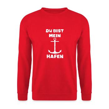 Du bist mein Hafen - Unisex Pullover - Rot - Vorne - Alina (178cm) & Michal (187cm)