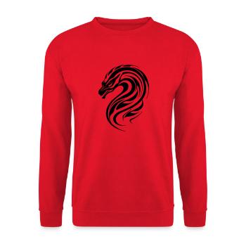 Drachenkopf Tribal - Unisex Pullover - Rot - Vorne - Alina (178cm) & Michal (187cm)
