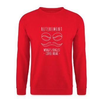 Rente: Längste Kaffeepause der Welt - Unisex Pullover - Rot - Vorne - Alina (178cm) & Michal (187cm)