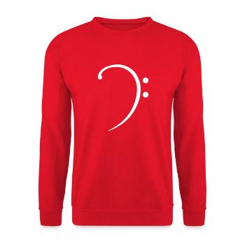 Bass Musik Notenschlüssel Note Melodie Musiknote - Unisex Pullover - Rot - Vorne - Alina (178cm) & Michal (187cm)