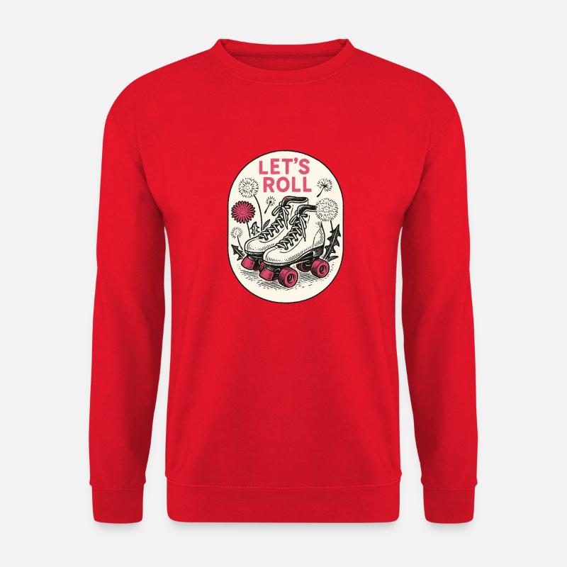 Let's Roll Retro Roller Skates - Unisex Sweatshirt - red