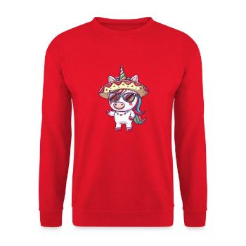 Unicorn Funny Sombrero - Unisex Sweatshirt - red - Front - Alina (178cm) & Michal (187cm)