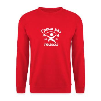 J peux pas j ai muscu - Sweat-shirt Unisexe - rouge - Devant - Alina (178cm) & Michal (187cm)