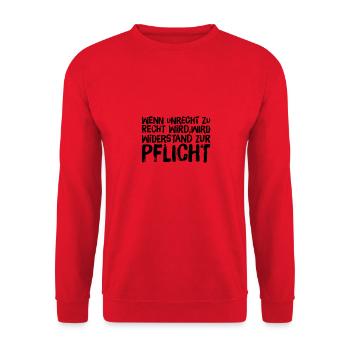 Wenn Unrecht Recht wird, wird Widerstand Pflicht - Unisex Pullover - Rot - Vorne - Alina (178cm) & Michal (187cm)