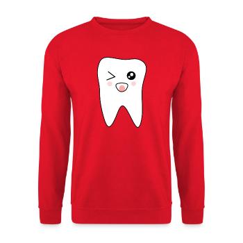 Tooth, Teeth, Dentist Gift - Unisex Sweatshirt - red - Front - Alina (178cm) & Michal (187cm)