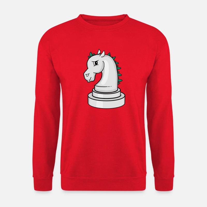 Schachfigur: genervtes Punk-Schachpferd - Unisex Pullover - Rot