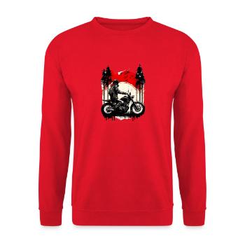 motorrad sonnenuntergang - Unisex Pullover - Rot - Vorne - Alina (178cm) & Michal (187cm)