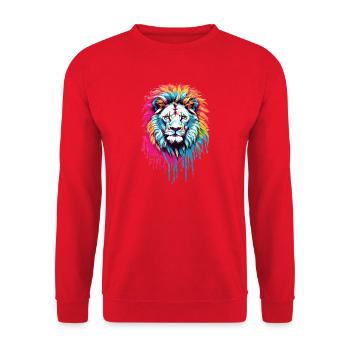 Tête de lion colorée - Sweat-shirt Unisexe - rouge - Devant - Alina (178cm) & Michal (187cm)