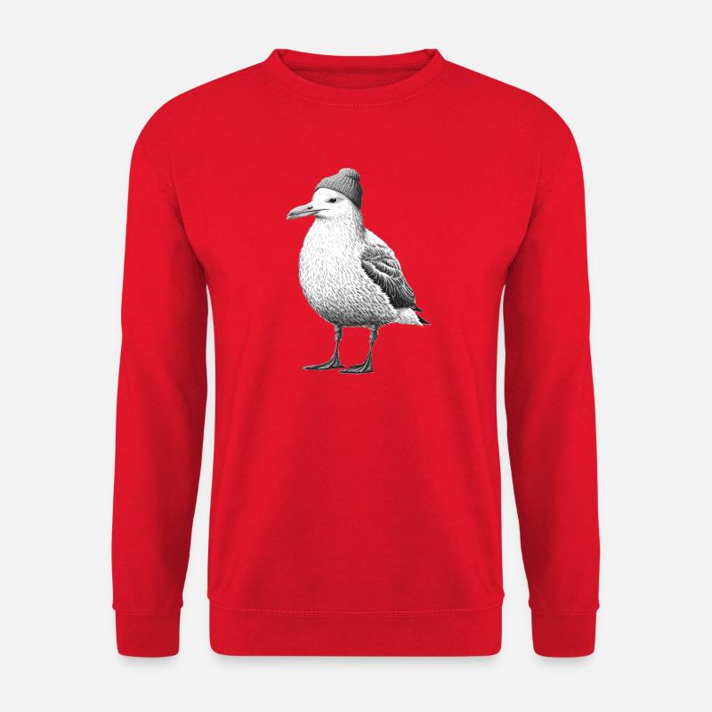 Nordsee Möwe Mütze Beanie schwarz weiß - Unisex Pullover - Rot