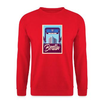 Berlin U-Bahn - Unisex Pullover - Rot - Vorne - Alina (178cm) & Michal (187cm)