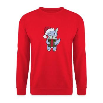 Ein Geschenk vom Weihnachtsmann - Unisex Pullover - Rot - Vorne - Alina (178cm) & Michal (187cm)