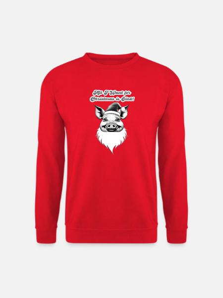 Schwein – All I Want for Christmas Is Oink - Unisex Pullover - Rot