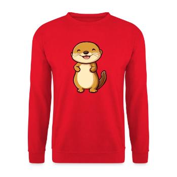Cute and Happy Otter in Cartoon Style - Adorable - Unisex Sweatshirt - red - Front - Alina (178cm) & Michal (187cm)