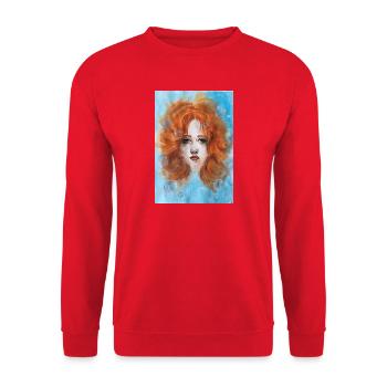 Redhead Woman Portrait Mermaid with Bubbles - Unisex Sweatshirt - red - Front - Alina (178cm) & Michal (187cm)