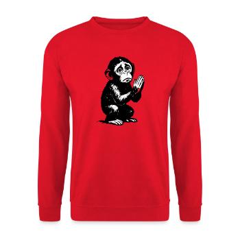 Singe Pèlerin Illustration Noir et Blanc - Sweat-shirt Unisexe - rouge - Devant - Alina (178cm) & Michal (187cm)