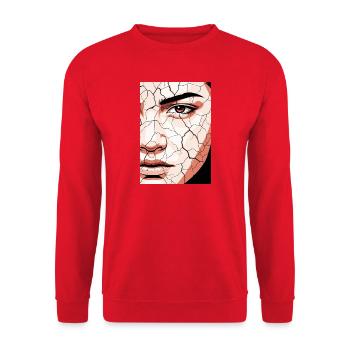 Abstract Face Portrait Cracked Surreal Desert - Unisex Sweatshirt - red - Front - Alina (178cm) & Michal (187cm)