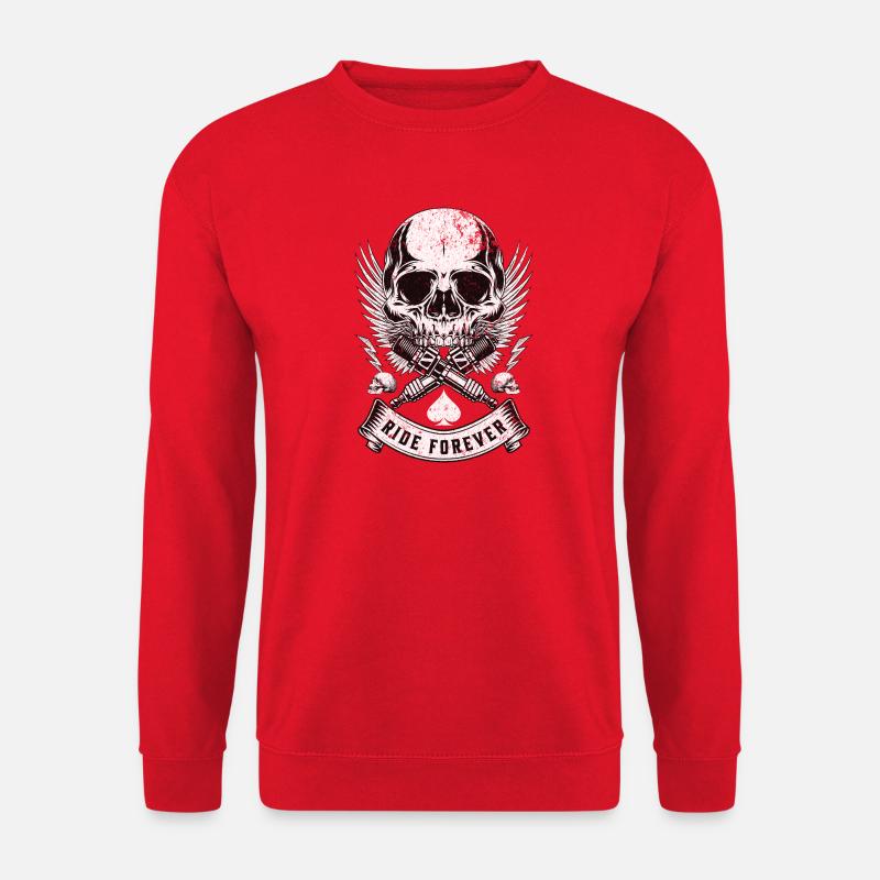 Skull Wings Ride Forever Emblem - Unisex Pullover - Rot