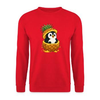 Süßer Pinguin Cartoon Ananas Frucht Skurril - Unisex Pullover - Rot - Vorne - Alina (178cm) & Michal (187cm)