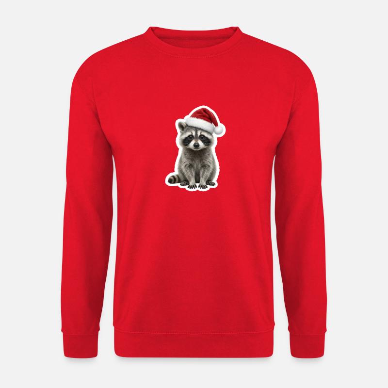 Waschbaer mit roter Weihnachtsmuetze - Unisex Pullover - Rot