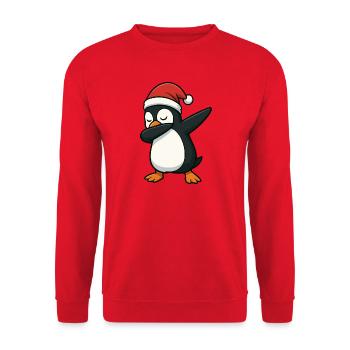 Penguin Santa Dab - Unisex Sweatshirt - red - Front - Alina (178cm) & Michal (187cm)