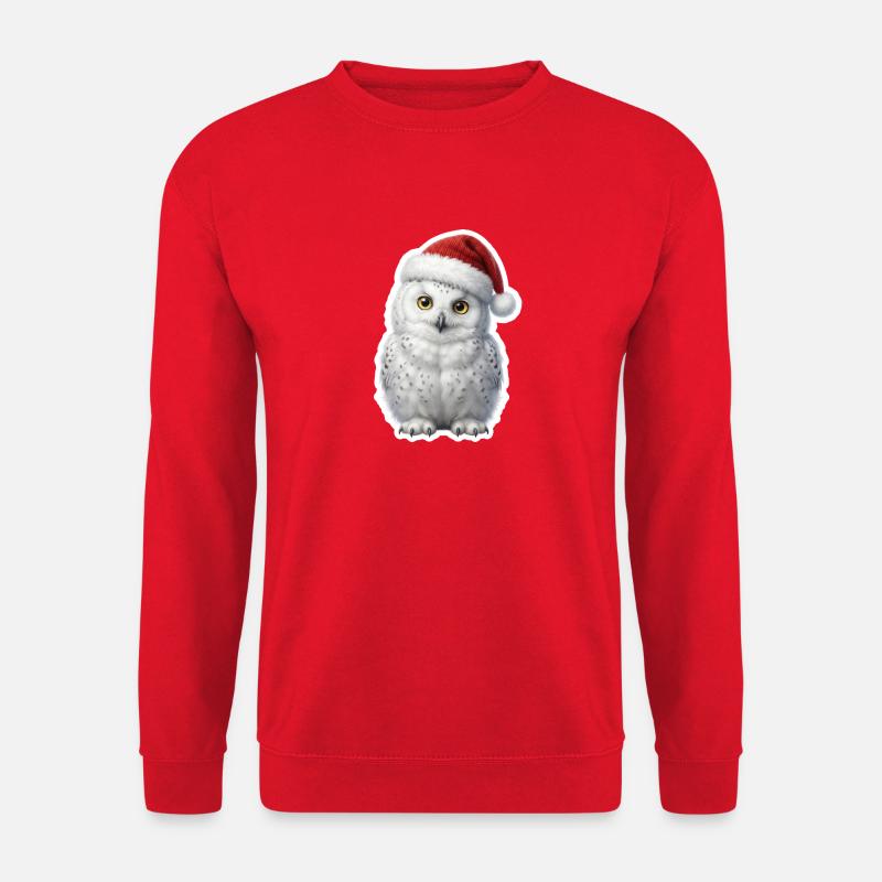 Weise Schnee Eule in Weihnachtsstimmung - Unisex Pullover - Rot