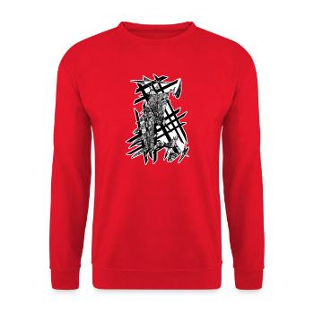 Schwarz-Weiß abstraktes Design Nr. 5 - Unisex Pullover - Rot - Vorne - Alina (178cm) & Michal (187cm)